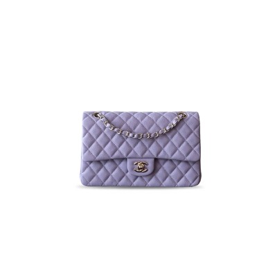 CHANEL PURPLE CAVIAR QUILTED MEDIUM DOUBLE FLAP LIGHT A01112 (25.5*15.5*6.5cm)